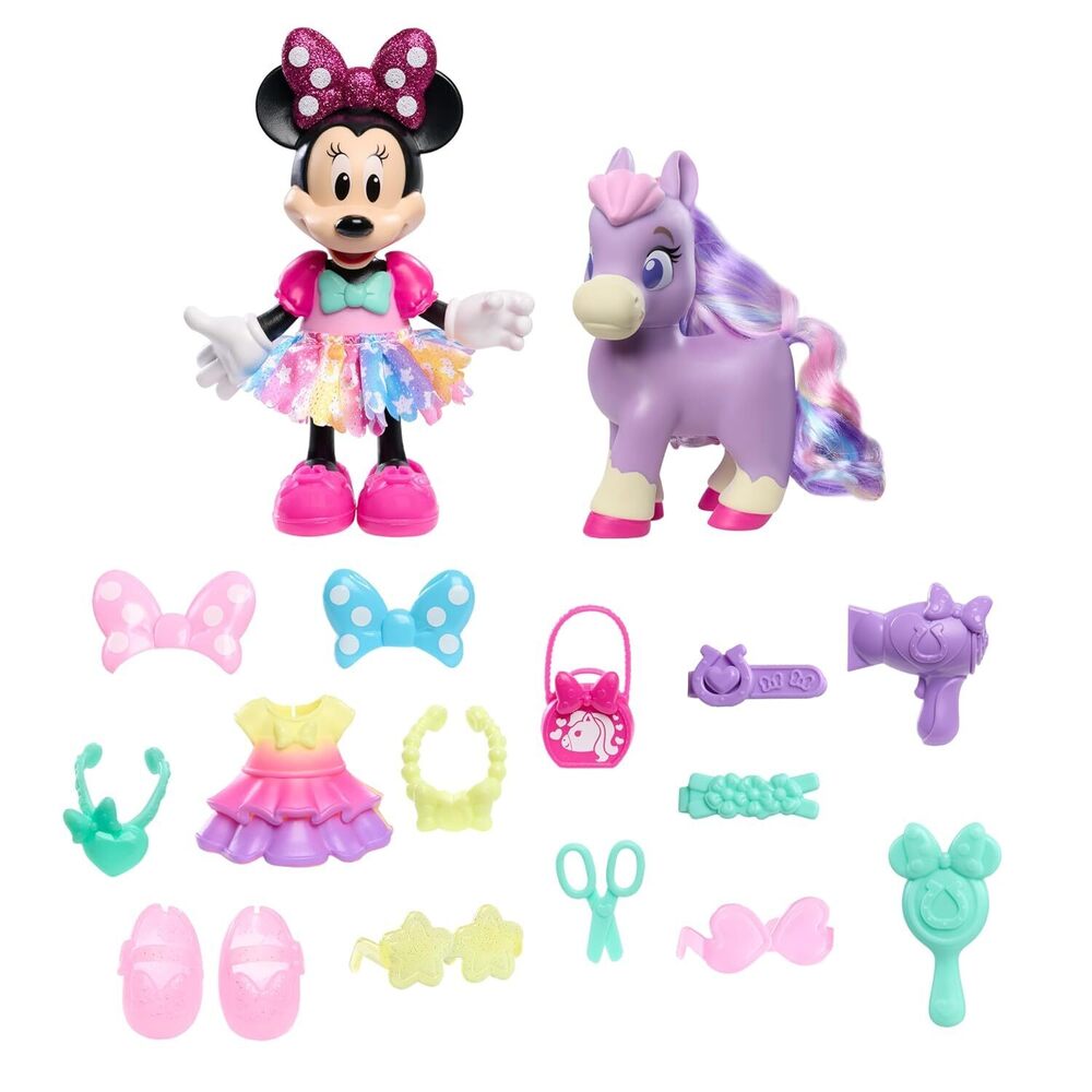 Disney Junior Mouse Groom & Glam Pony Set, Poseable 21-piece Doll and